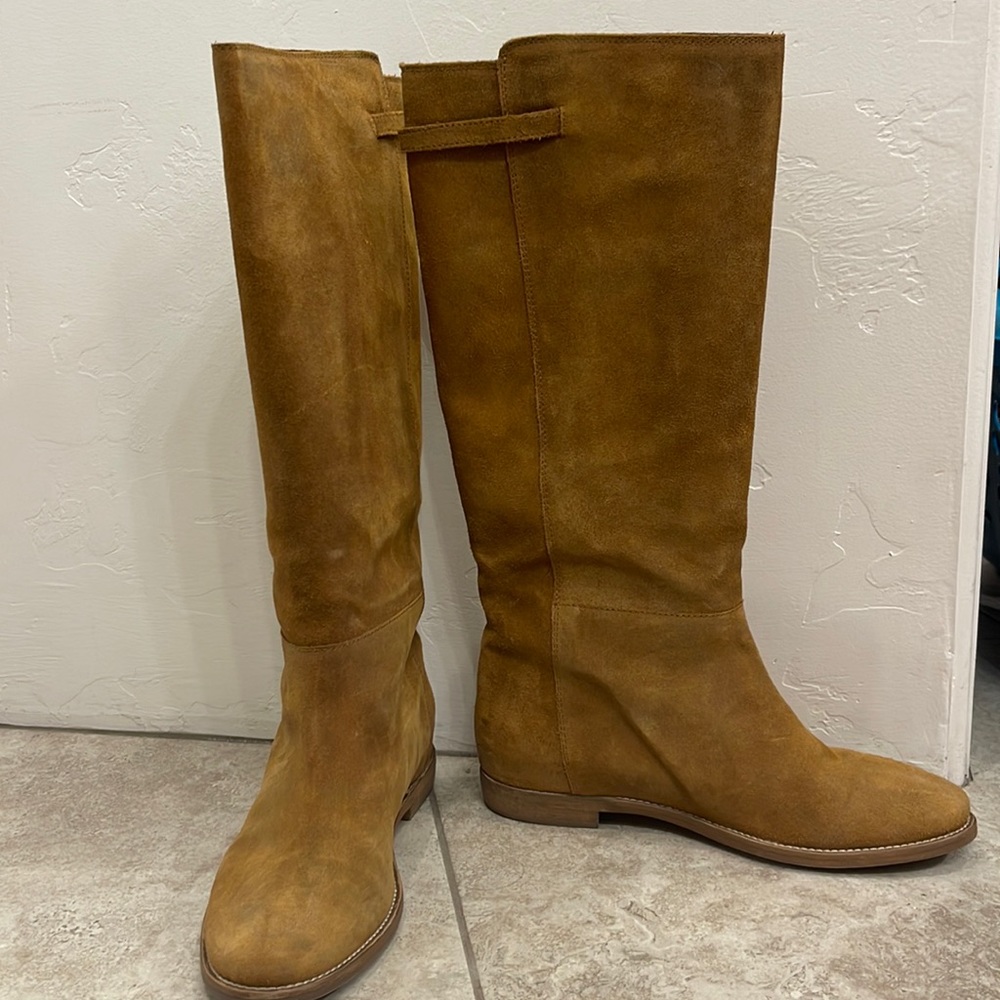 J. Crew Langston Interior Wedge Tall Suede Leather Boots - Size 11